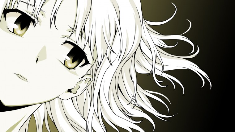 Anime girl White hair Red Eyes неко