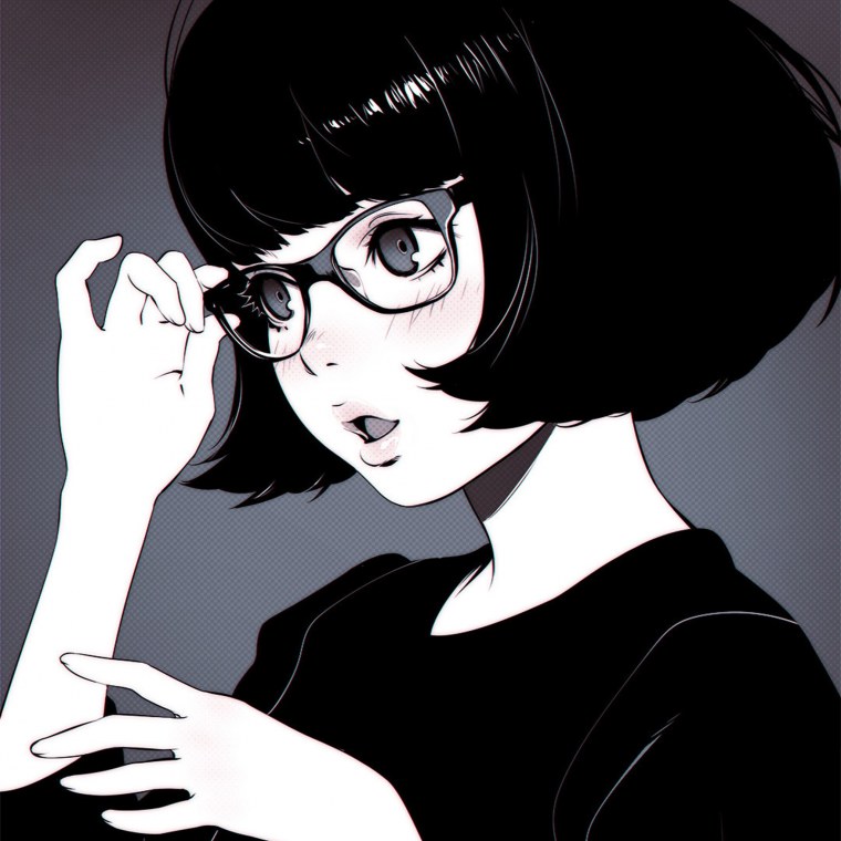 Аниме брюнетка с красными глазами