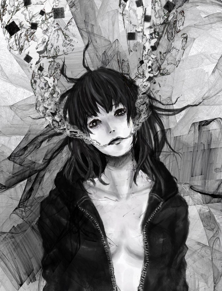 Девушка арт черно белый