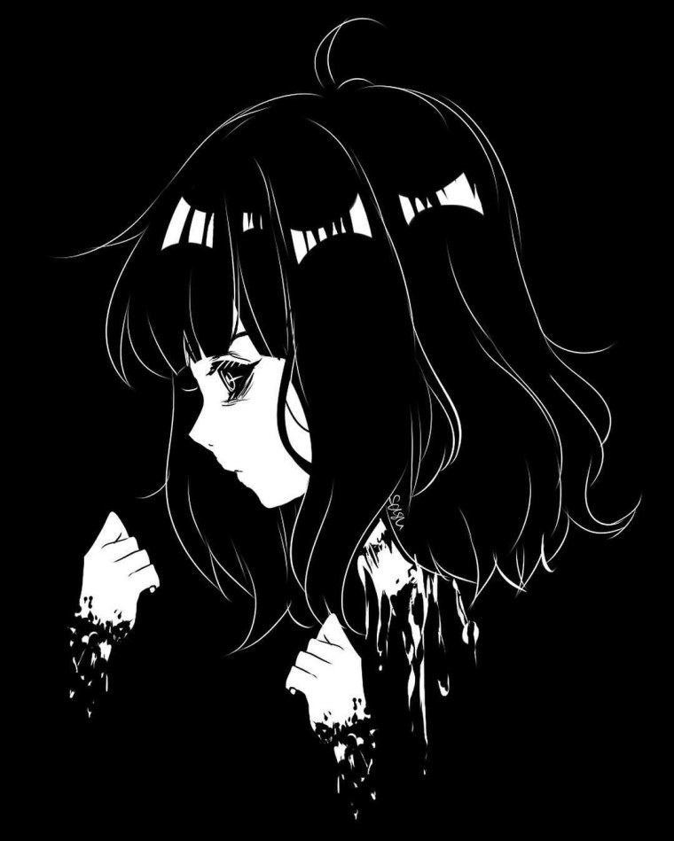 Девушки аниме в черном стиле