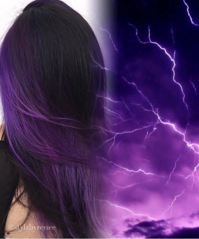 Оливия Обрайн с фиолетовыми волосами