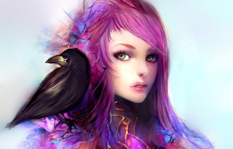 Девушка в фиолетовом неоне