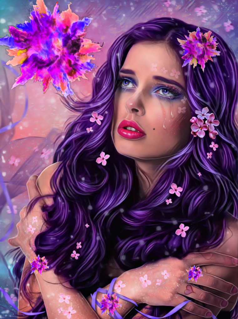 Девушка с фиолетовыми волосами Эстетика