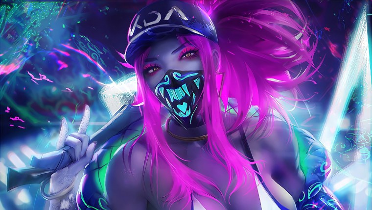 Akali League of Legends неон