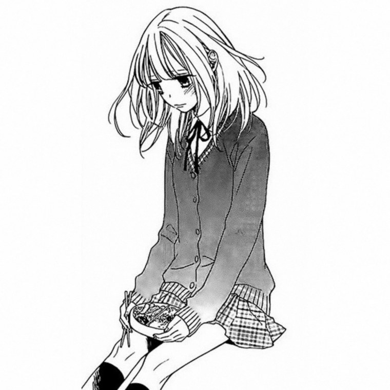 Аниме девушка черно белая