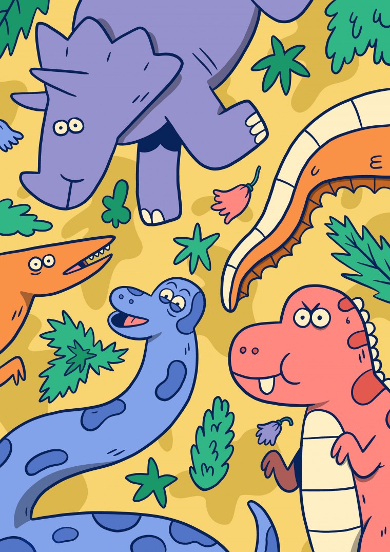 Обои с милыми динозаврами