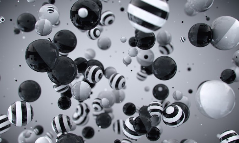 3д фотообои с черно белыми шарами