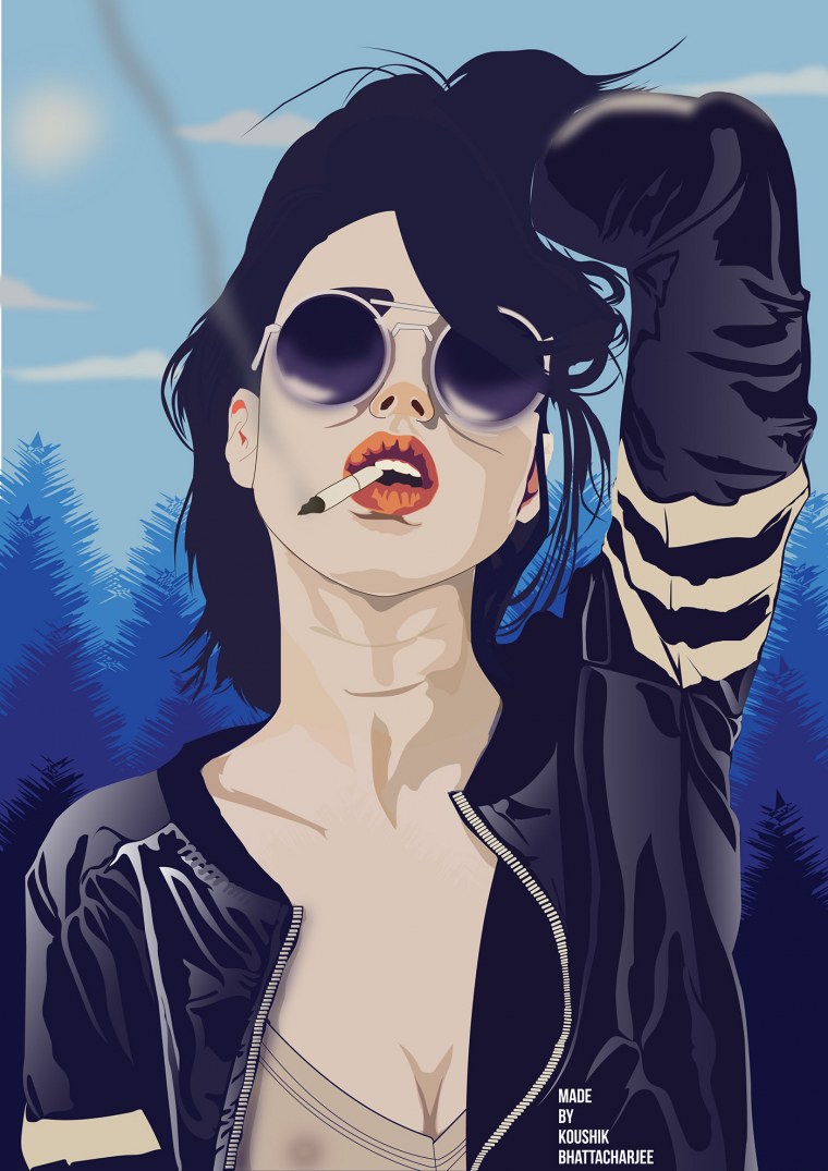 Девушка на мотоцикле арт