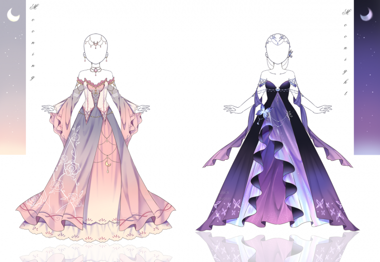 Аниме девушки в пышных платьях
