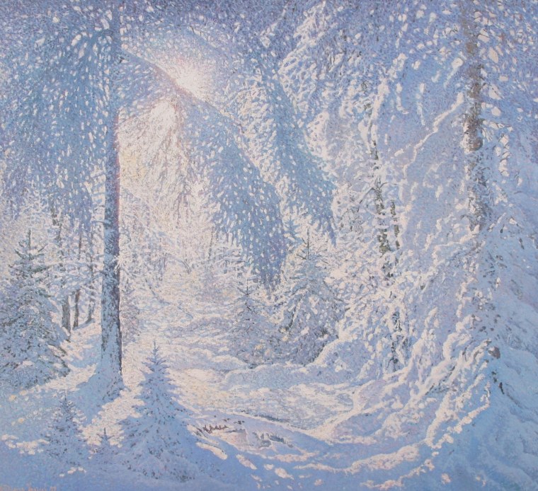 Зимние узоры в технике эбру