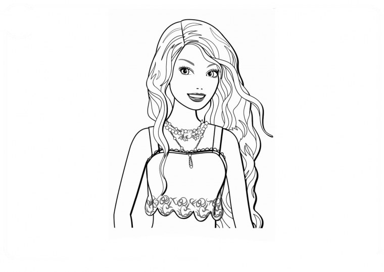 Девушка с бусами раскраска