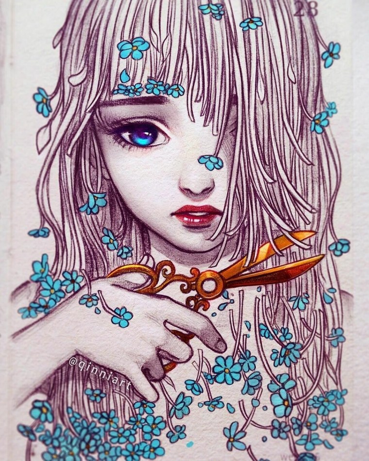 Девушка с короной рисунок карандашом