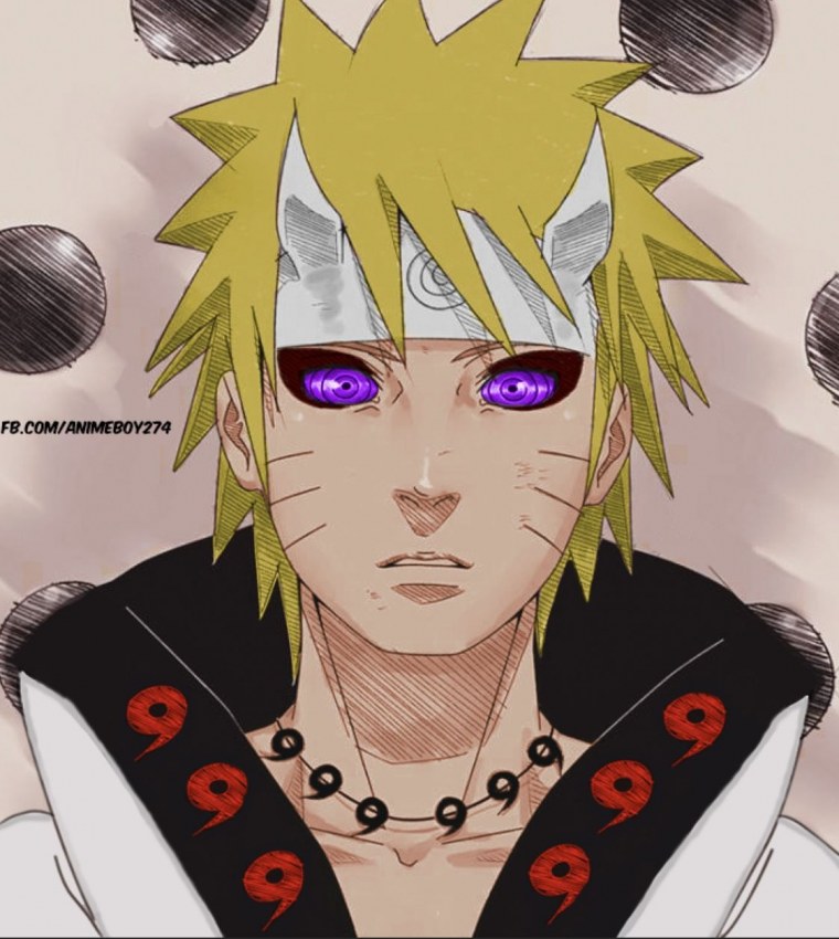 Наруто на чёрном фоне в полный рост