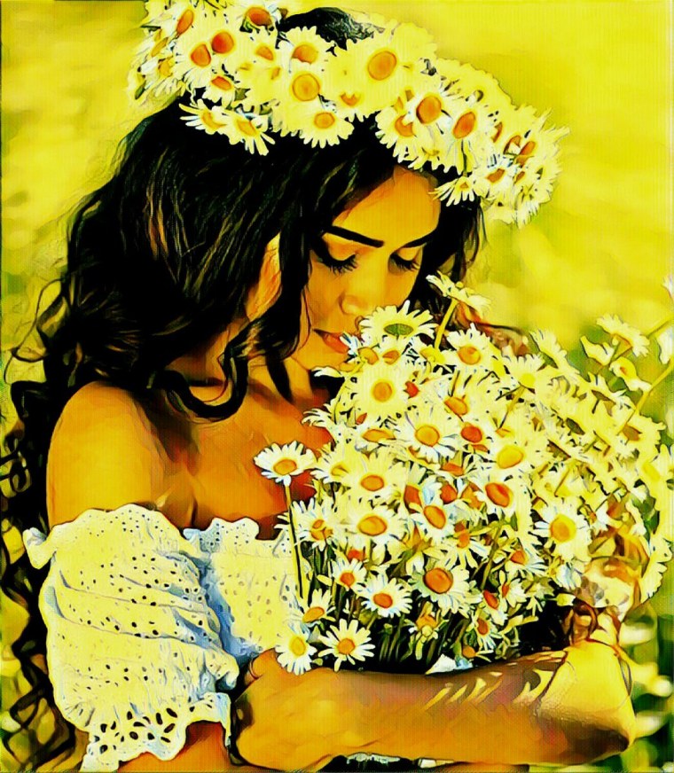 Девушка с ромашками