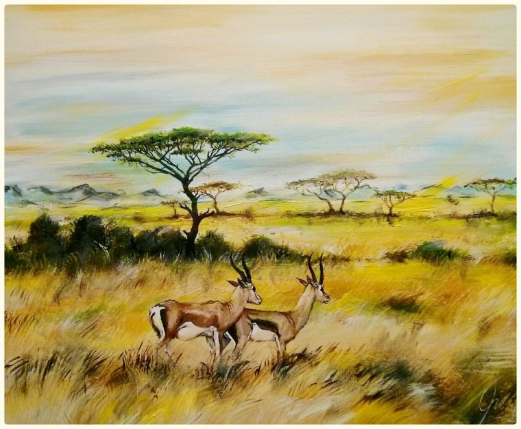 Саванна пейзаж рисунок