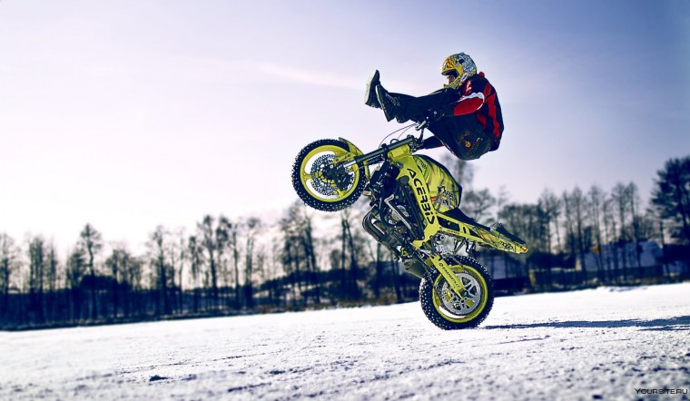 Вилли и стоппи на мотоцикле