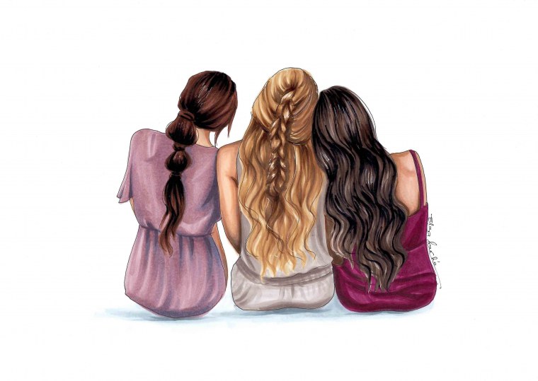 Три девушки нарисованные