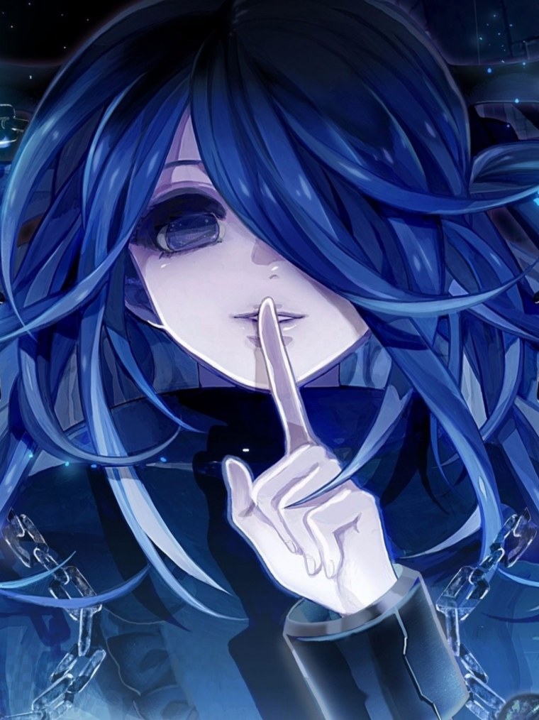 Аниме девушка в синем
