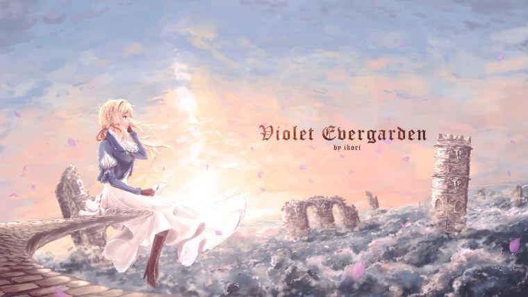 Вайолет Эвергарден прыжок с зонтиком