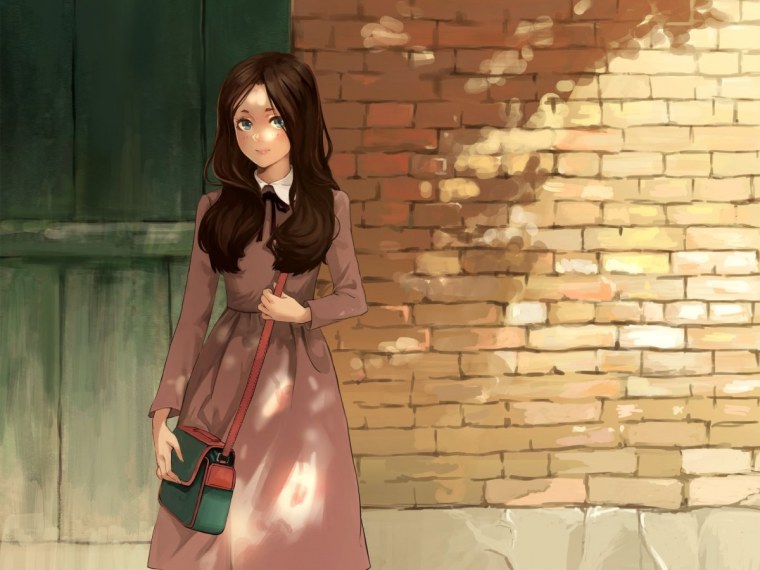 Аниме шатенка с голубыми глазами