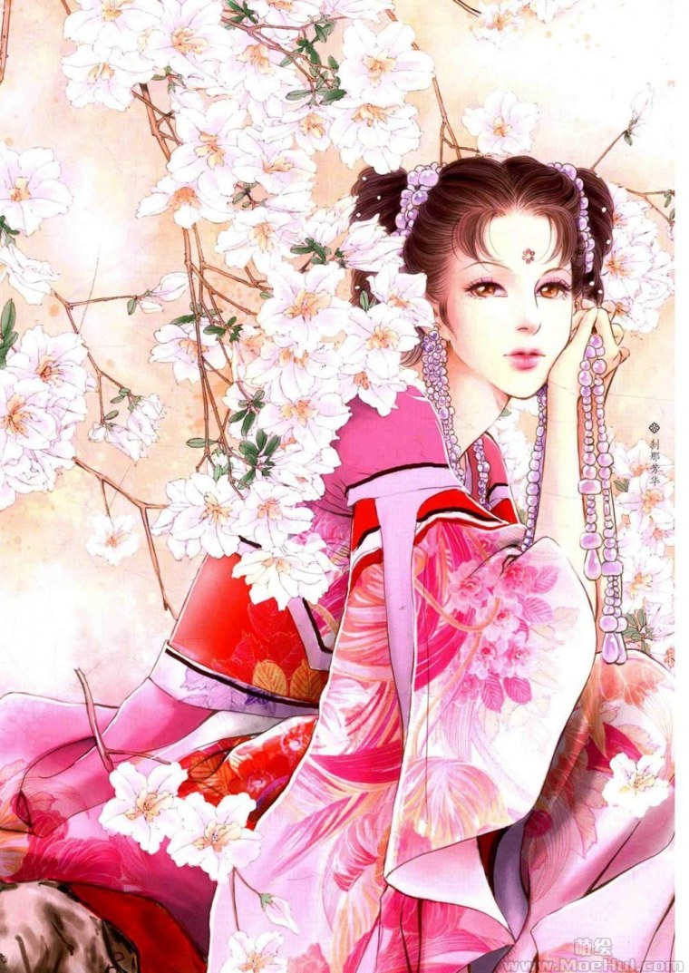 Японские девушки в кимоно с пучком