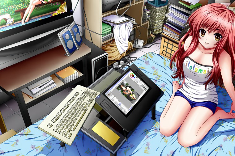 Аниме тян с графическим планшетом