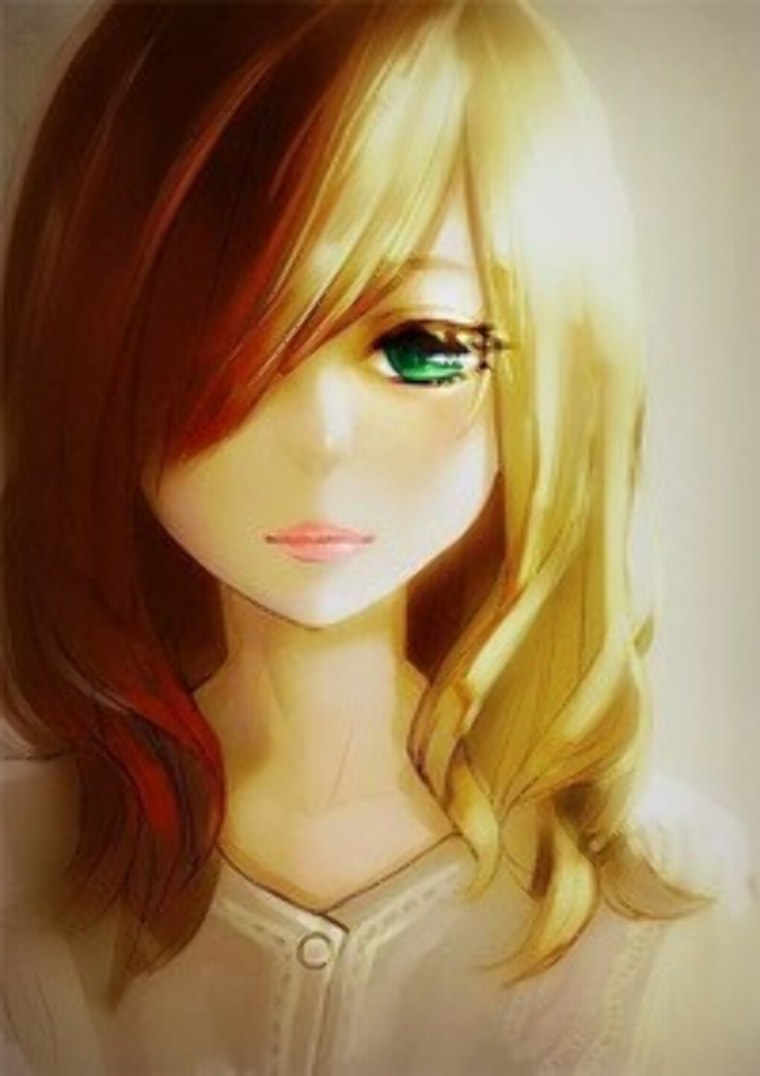 Аниме девушка с зелеными глазами