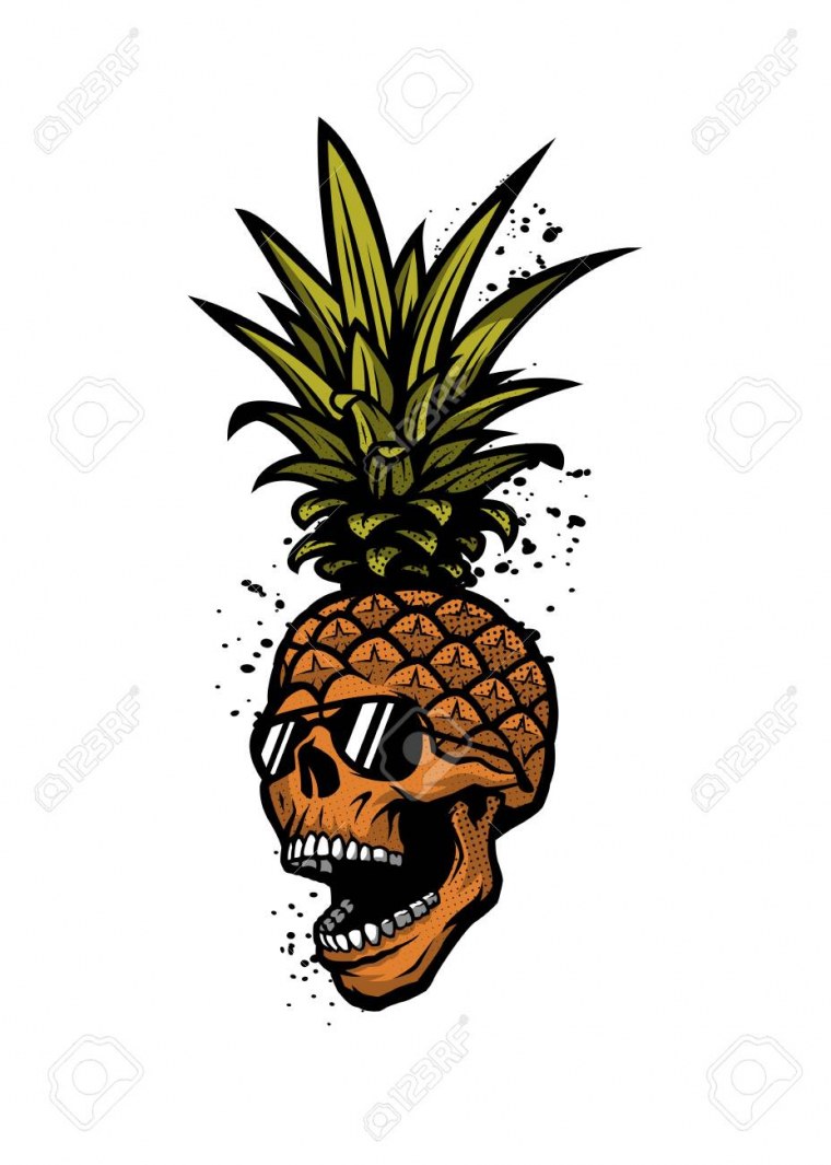 Обои на телефон череп ананас