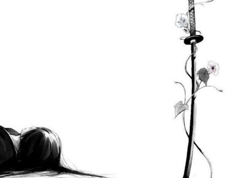 Аниме Самурай черно белый