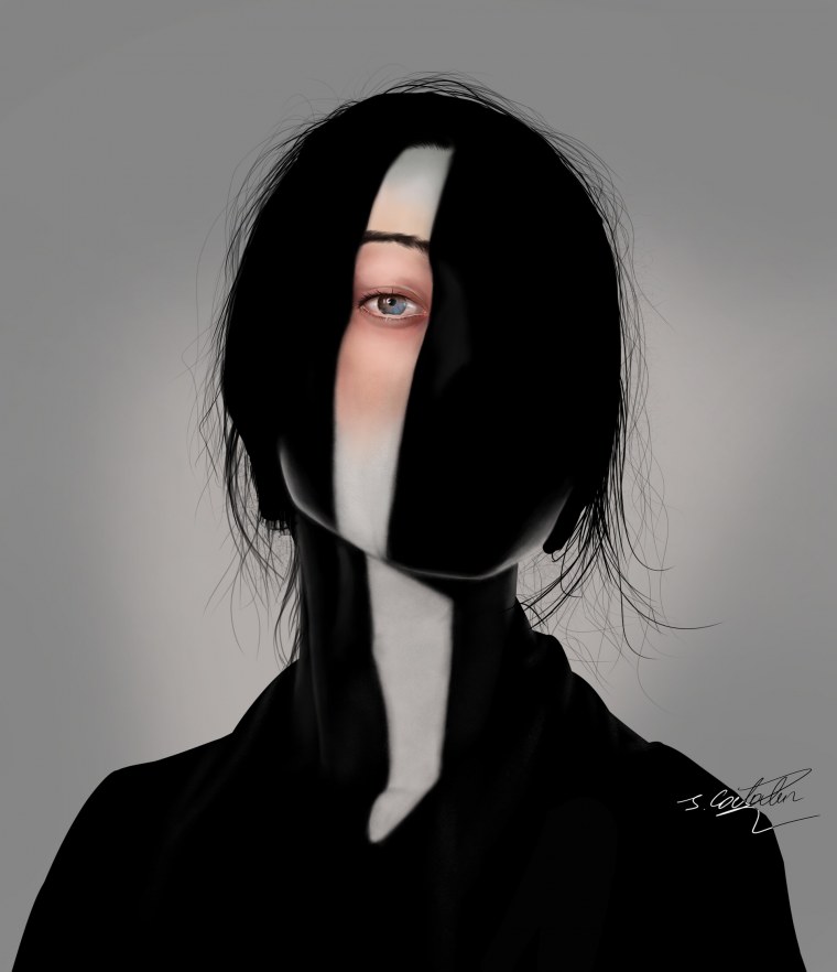 Девушка черно белое