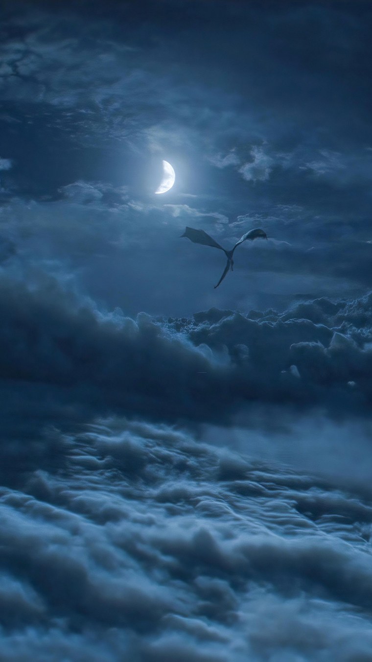 Ночь Луна облака