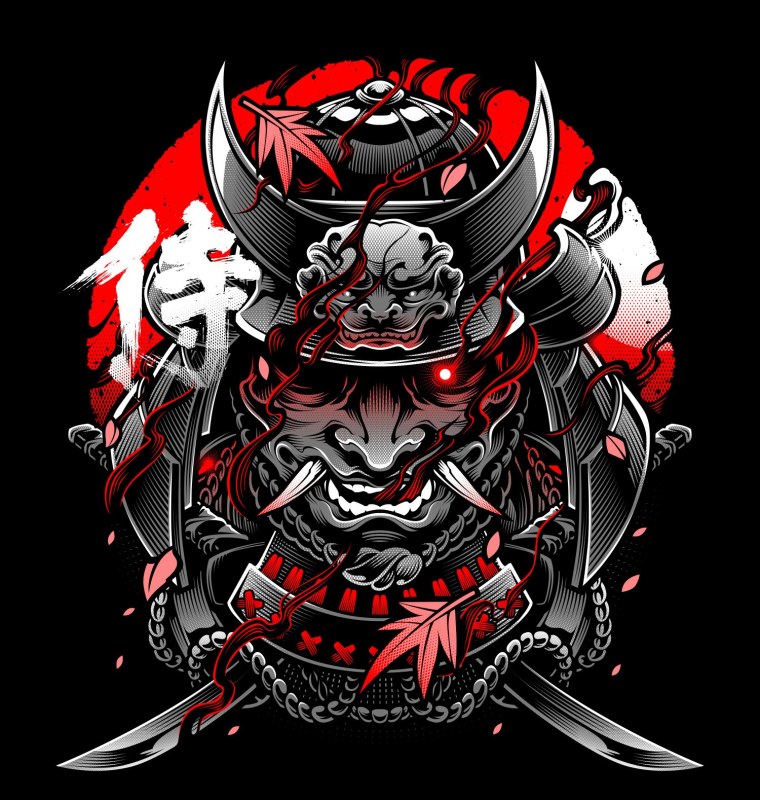 Ронин Самурай демон тату