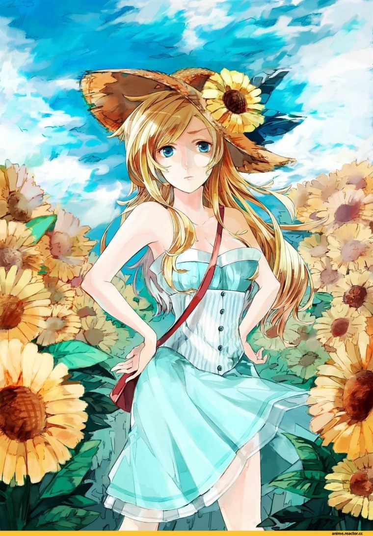 Аниме девушка в соломенной шляпе