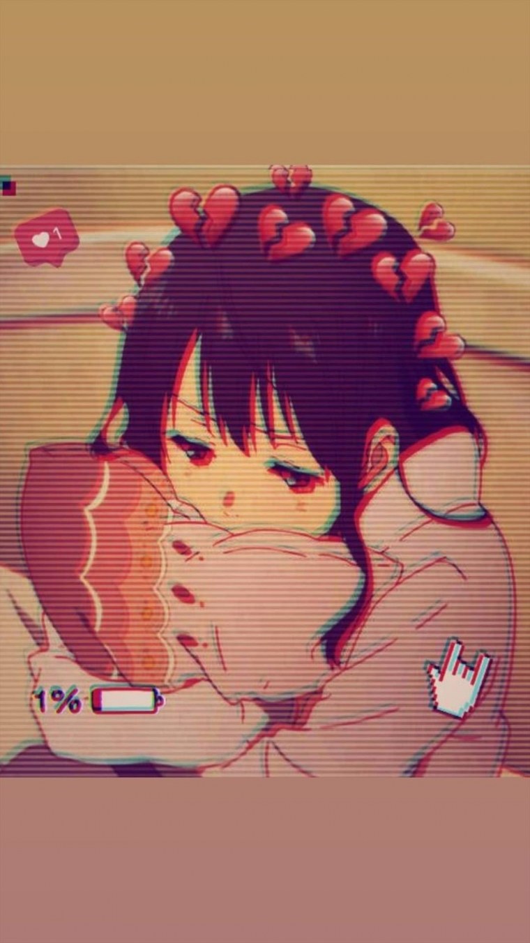 Аниме девушка с сердечками на голове