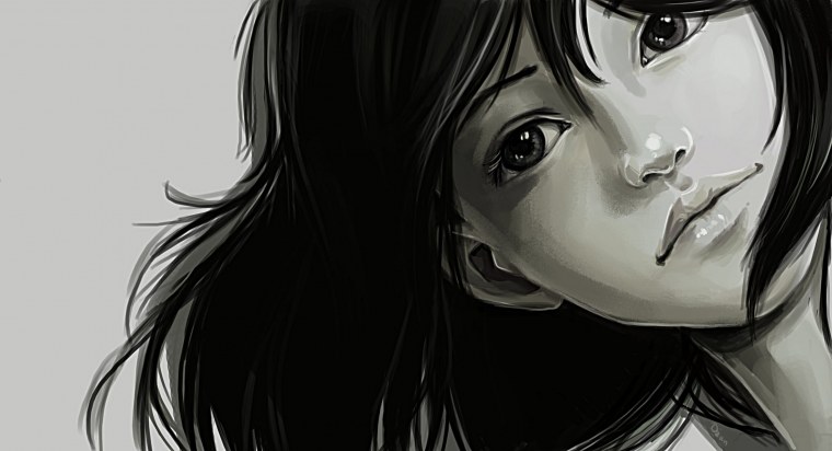 Девушка в очках черно белое