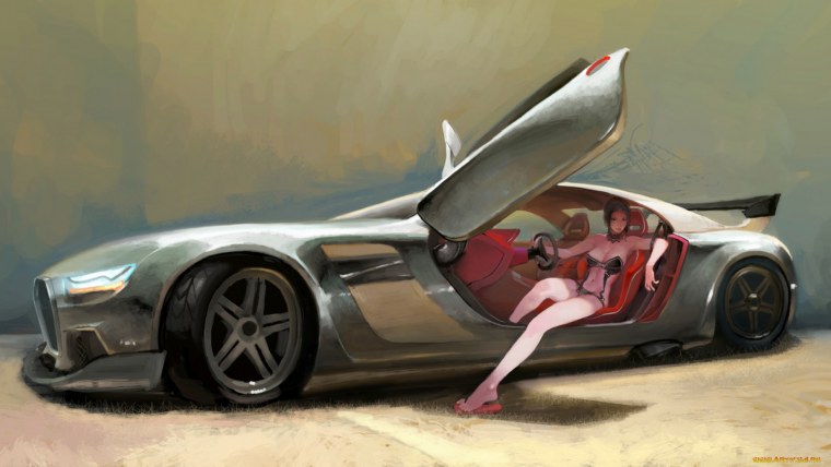 Фон для рабочего стола девушки и машины