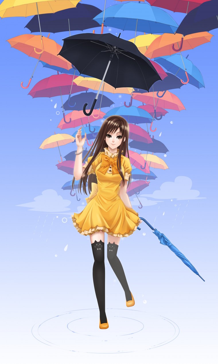 Аниме девушка с зонтом