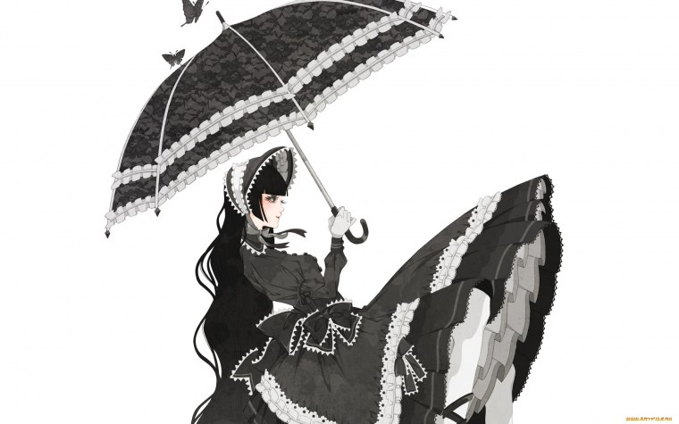Аниме девушка с зонтом
