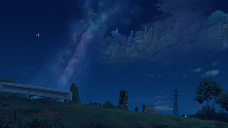 Поляна ночью аниме