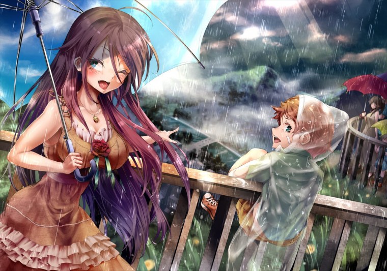 Аниме девушка с зонтом