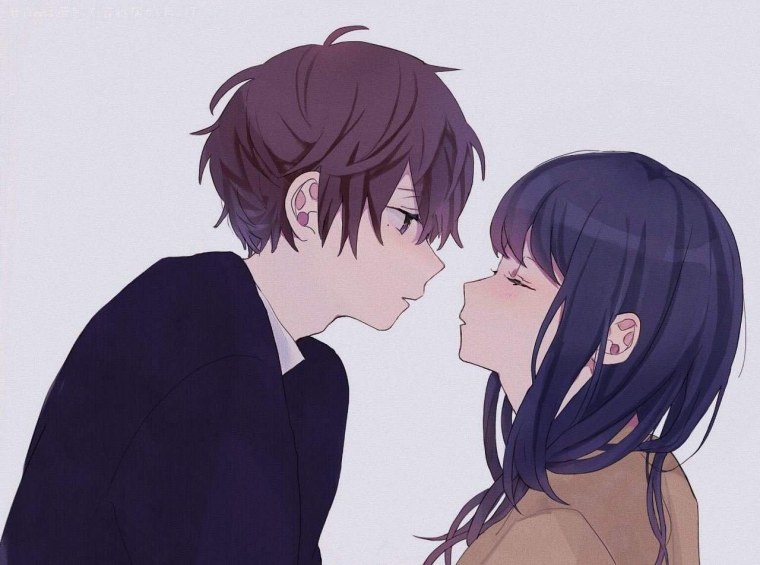 Аниме поцелуй в щечку