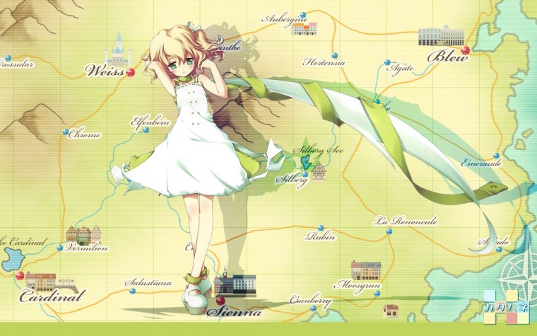 Аниме девушка с картами