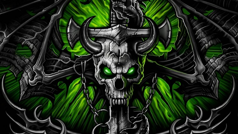 Неоновый череп обои