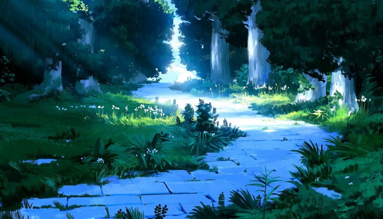 Аниме тропинка в лесу