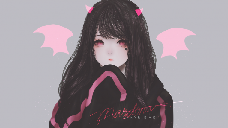 Тян с длинными черными волосами