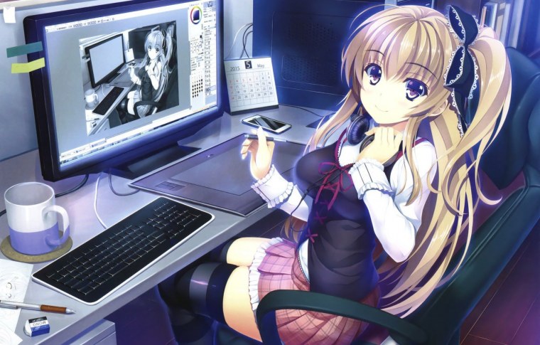 Аниме девочка в наушниках