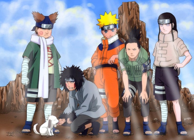 Наруто Шикамару Неджи Киба и Чоджи Саске