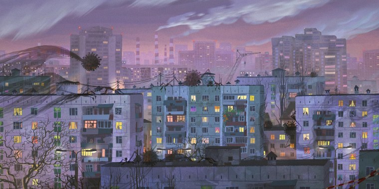 Многоэтажный дом ночью