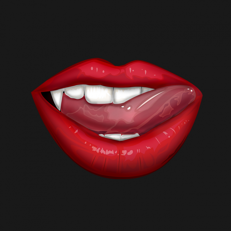 Нарисованный рот с языком