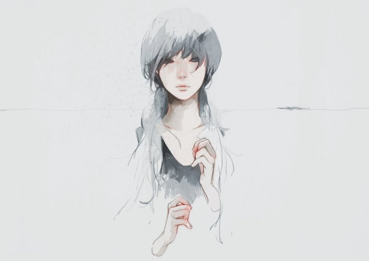 Аниме девочка с серыми волосами